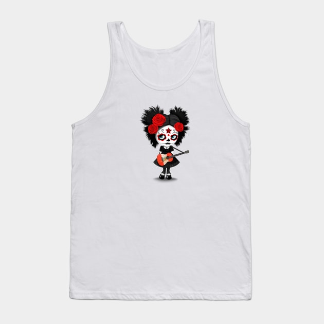 Sugar Skull Girl Playing Peruvian Flag Guitar Tank Top by jeffbartels